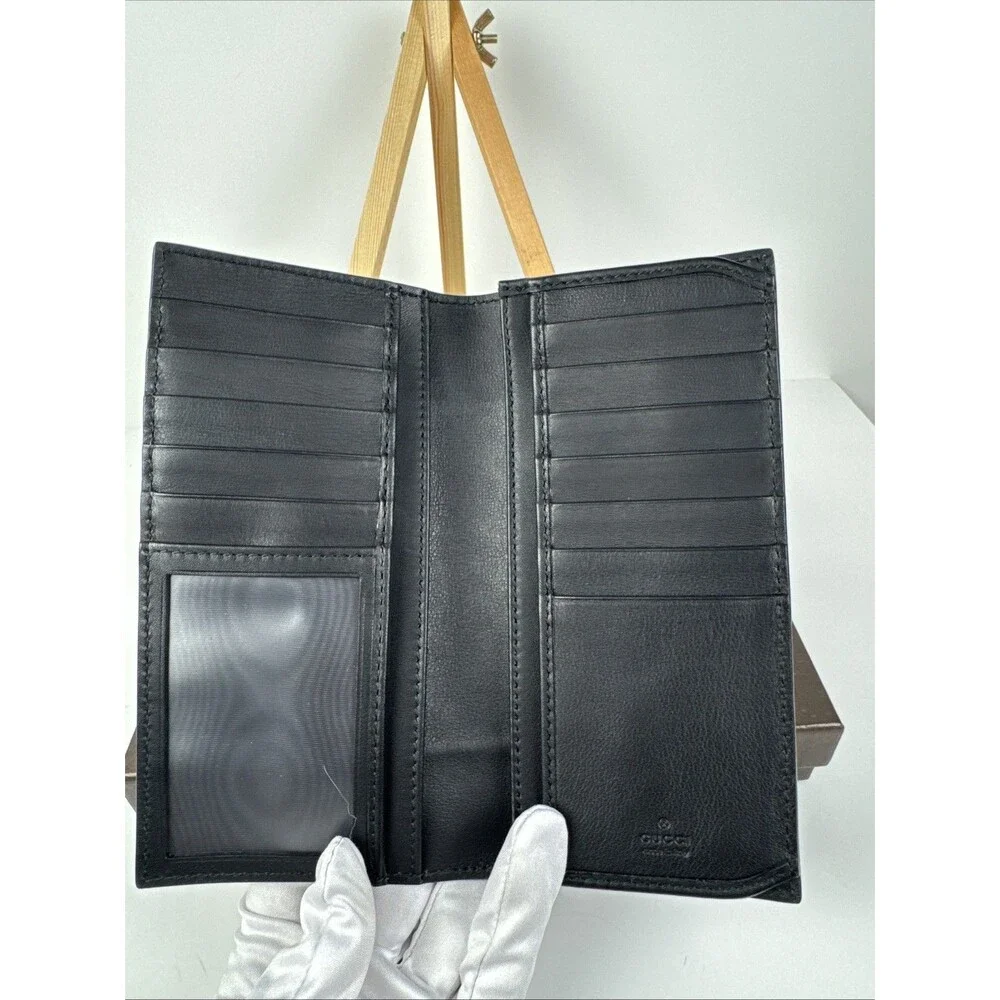 GGucci Bi-fold Long Wallet Python Snake Skin Leather Black - Picture 4 of 16